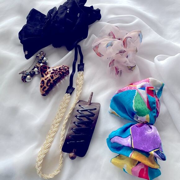 Vintage hair bows/clips/headband set of 7 - Picture 1 of 4